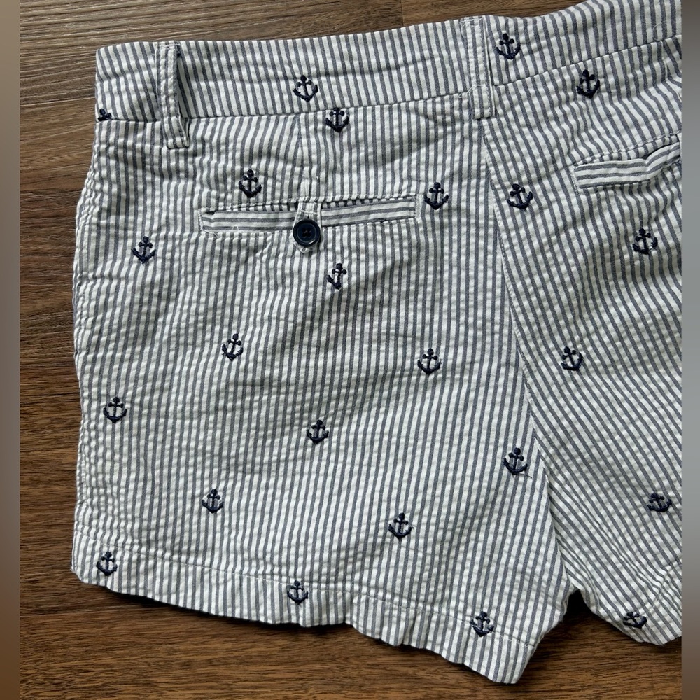 BRITISH KHAKI Nautical Pinstripe Seersucker Chino Shorts Coastal Preppy Resort 6 - Picture 7 of 11